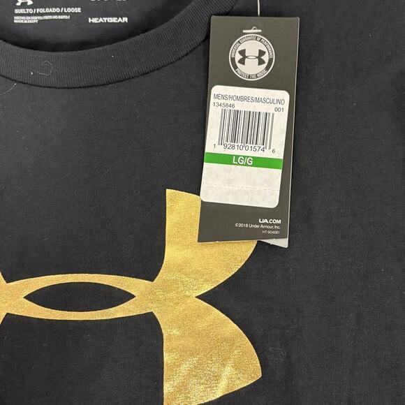 Under Armour Dubai Gold Logo Tee Men’s L Black NWT Style 1345846 - Picture 6 of 8